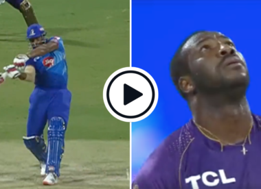 Watch: Clash of the titans - Kieron Pollard smashes Andre Russell for 26 runs in an over in battle of T20 legends