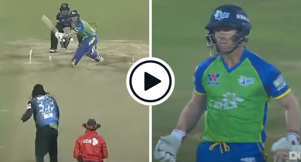 Watch: David Warner Hits 6, 4, 4 Off Chris Gayle Batting Right-Handed In The 2018/19 BPL