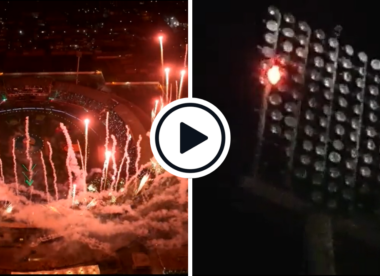 Watch: Floodlight tower set alight by firework display ahead of PSL opener
