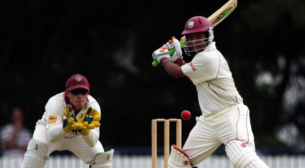 Ramnaresh Sarwan of the West Indies plays a cut shot
