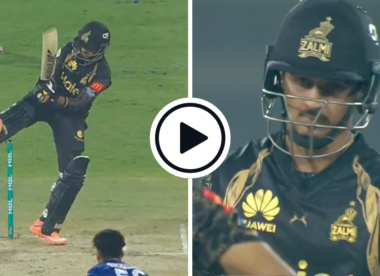Watch: Saim Ayub hits incredible one-legged scoop for six en route to maiden PSL fifty