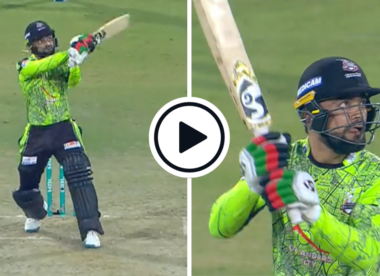 Watch: Rashid Khan plays helicopter shot, hits massive six into the stands