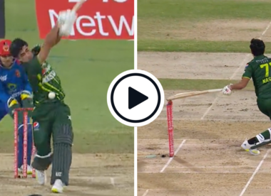 Watch: Naseem Shah swings hard, loses balance and hits own stump with bat in chaotic Pakistan collapse