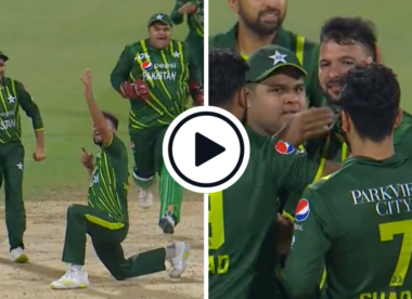 Watch: Ihsanullah takes two wickets in first three balls for Pakistan, gives Mohammad Nabi a handshake after block down the pitch