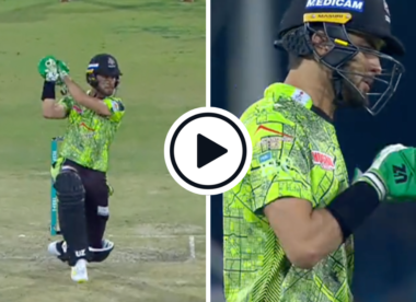 Watch: Shaheen Afridi promotes himself to No.6, blasts cover drive for four, gets run out reverse-sweeping