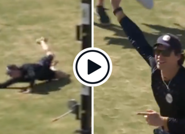 Watch: "That's a screamer!" - European Cricket League founder takes outrageous, one-handed diving crowd catch