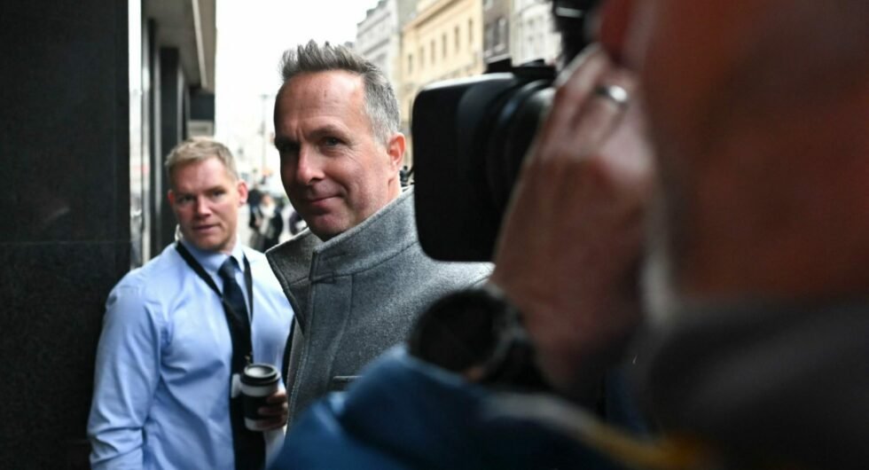 Michael Vaughan racism | Former England cricket captain Michael Vaughan arrives to attend a Cricket Discipline Commission hearing, relating to allegations of racism at Yorkshire County Cricket Club, in London on March 2, 2023. - A hearing into the racism scandal at Yorkshire started yesterday, with ex-player Azeem Rafiq set to give evidence more than two years after he made damning allegations over his treatment by the English county cricket club. (Photo by JUSTIN TALLIS / AFP) (Photo by JUSTIN TALLIS/AFP via Getty Images)