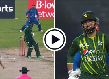 Watch: Shadab Khan comically swings bat into own stumps after misreading slower-ball bouncer