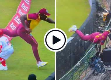 Watch: Rovman Powell nearly wipes out ball boys in high-scoring T20I between South Africa and West Indies