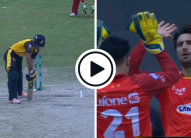 Watch: Mohammad Wasim Jr nails rapid, pinpoint yorker to clean up Haseebullah Khan in PSL
