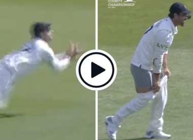 Watch: Colin de Grandhomme loses trousers while taking excellent diving catch to dismiss Ollie Pope in County Championship season opener