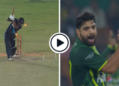 Watch: Too hot to handle – Haris Rauf beats batter for pace, smashes stumps in career-best T20I spell