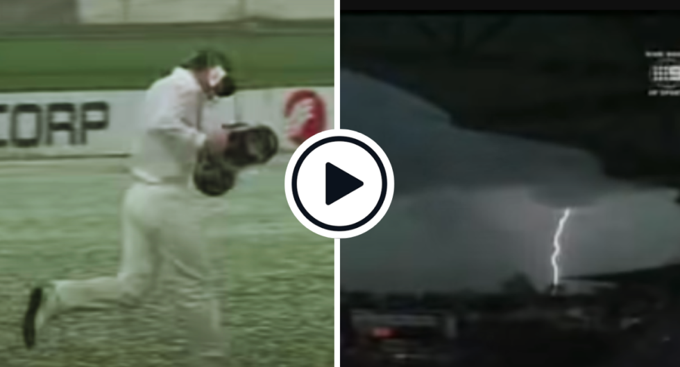 Dean Jones ran out with helmets to help the Gabba groundstaff during a hailstorm in 1992