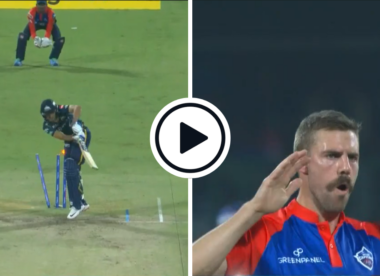 Watch: Anrich Nortje cuts Shubman Gill in half, demolishes stumps with 92mph missile