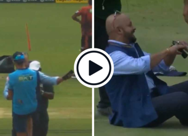 Watch: Birthday boy Ashish Nehra floors commentator Murali Kartik with hilarious below-the-belt knee poke