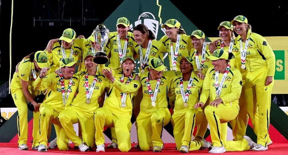 Australia celebrate Women’s World Cup 2022 trophy