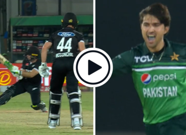 Watch: The plan works – Babar moves fine leg, Latham attempts scoop, Wasim hits the target