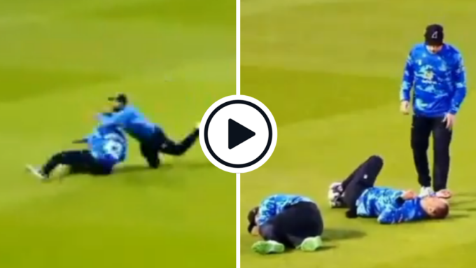 Watch: Shadab Khan suffers nasty collision with teammate while fielding on Sussex debut in T20 Blast