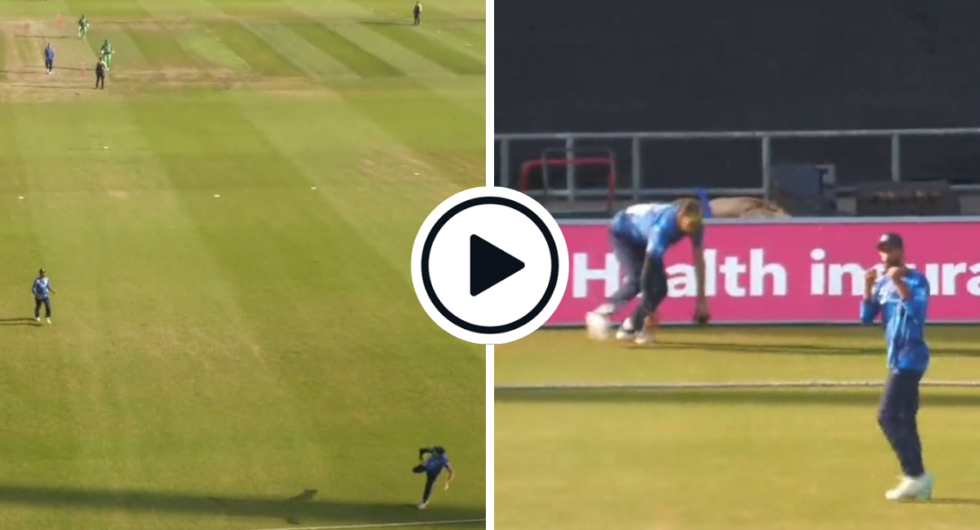 David Wiese and Shan Masood combined for a stunning relay catch in the 2023 T20 Blast