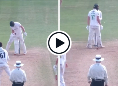 Watch: Unfortunate reflex or obstruction? Louis Kimber given out obstructing the field in the County Championship