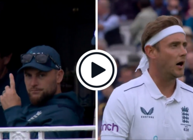 Watch: Stuart Broad fumes after Brendon McCullum signals from balcony that denied celebrappeal would have been out on review