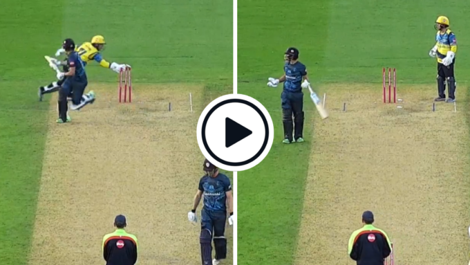 Watch: Juggle, swipe, out – Haider Ali wanders out of crease, gets stumped in bizarre fashion