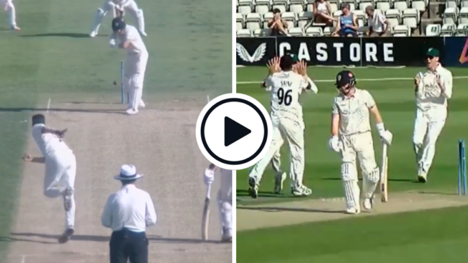 Watch: Navdeep Saini strikes with first ball for Worcestershire after opener leaves a straight one