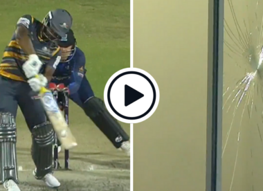 Watch: Evin Lewis scythes Sikandar Raza for straight six, smashes stadium window during blistering cameo in Zim Afro T10 League