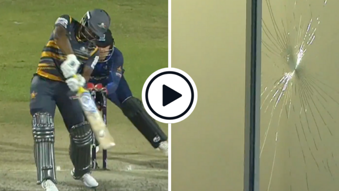 Watch: Evin Lewis scythes Sikandar Raza for straight six, smashes stadium window during blistering cameo in Zim Afro T10 League