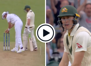 Watch: 'Mind games' - Stuart Broad switches round Marnus Labuschagne's bails, Mark Wood takes wicket one ball later | Ashes 2023