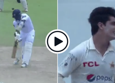 Watch: Naseem Shah draws Angelo Mathews across, beats bat repeatedly, finally finds edge in beautiful Test dismissal | SL vs Pak
