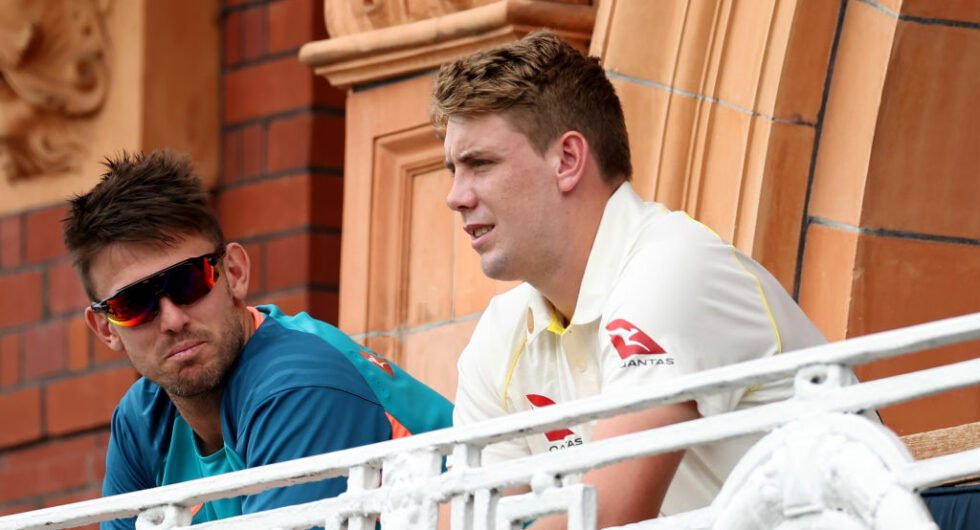 Mitchell Marsh and Cameron Green on the Lord's balcony