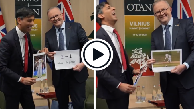Watch: ’Didn‘t bring my sandpaper’ – Rishi Sunak, Anthony Albanese engage in cheeky Ashes banter at NATO summit