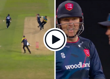 Watch: Simon Harmer run out in controversial fashion after collision with bowler at climax of tense T20 Blast quarter-final