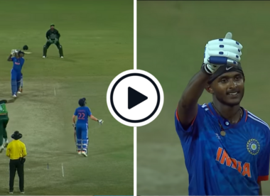 Watch: Sai Sudarshan smashes two sixes in two balls to bring up century and seal thumping win over Pakistan
