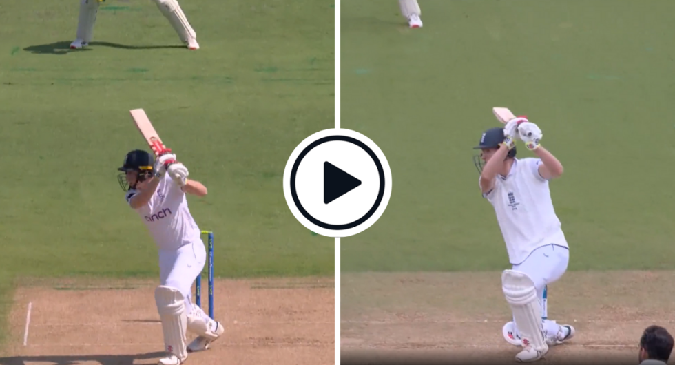 Zak Crawley cover drives for four, twice, in the 2023 Ashes