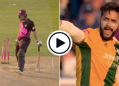 Watch: Imad Wasim beats reverse-sweep, skids on wicked arm ball in double-wicket maiden in T20 Blast quarter-final