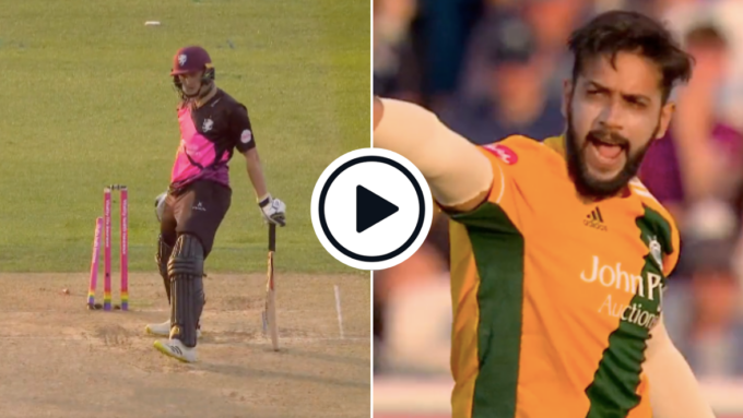 Watch: Imad Wasim beats reverse-sweep, skids on wicked arm ball in double-wicket maiden in T20 Blast quarter-final
