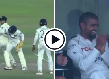 Watch: Sri Lanka keeper jokingly pushes Abrar Ahmed out of crease as he retrieves ball, Abrar desperately regains ground to leave Babar Azam in hysterics