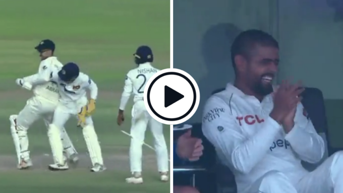 Watch: Sri Lanka keeper jokingly pushes Abrar Ahmed out of crease as he retrieves ball, Abrar desperately regains ground to leave Babar Azam in hysterics
