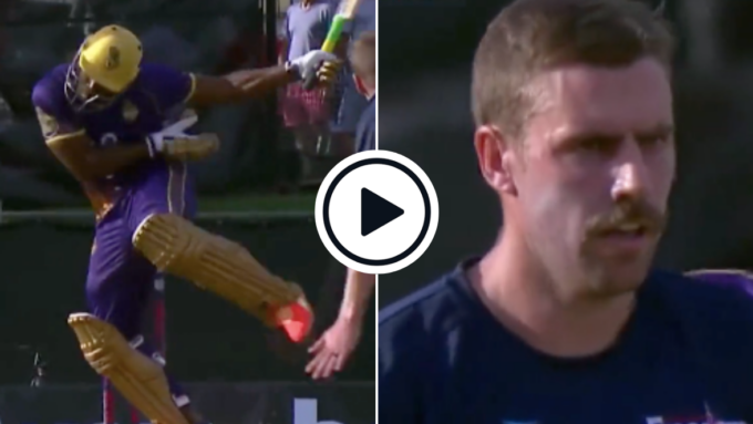 Watch: Andre Russell gets floored by chest-high 88mph Anrich Nortje beamer, still fends it away for four | MLC 2023