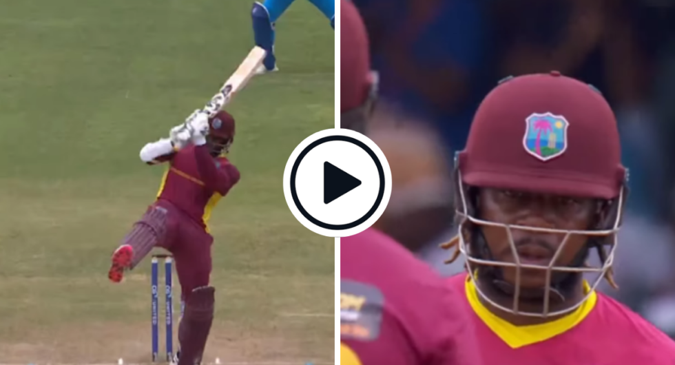 Kyle Mayers' no-look flick-pull for six in the second West Indies-India ODI