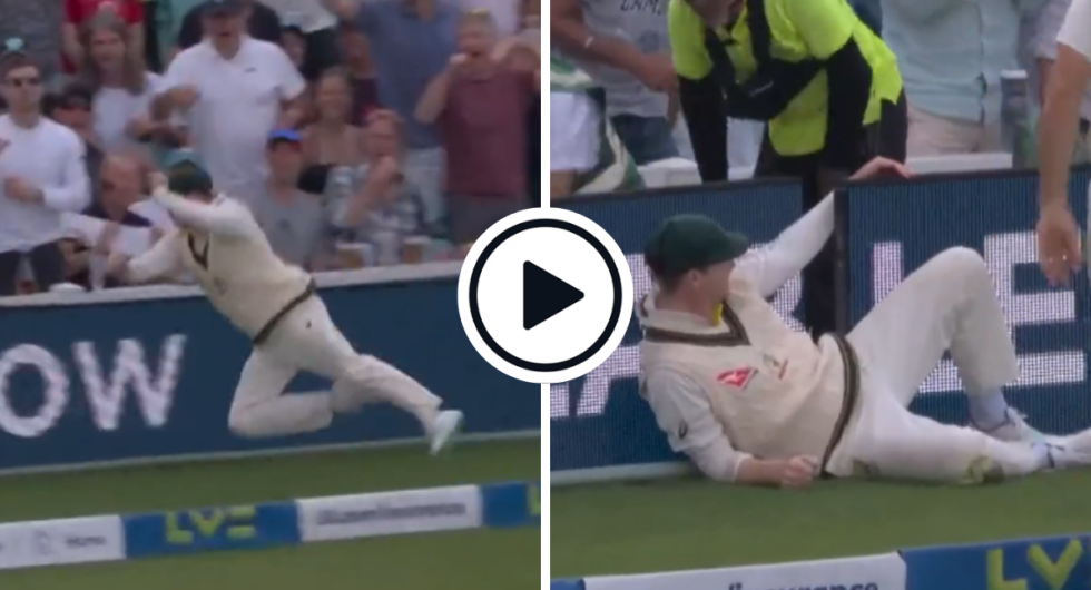 Steve Smith crashes into advertisement hoardings in an attempt to save four