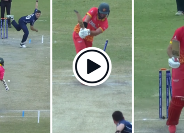 Watch: Scotland's Chris Sole hits 150kph, smashes stumps in match-winning World Cup Qualifier opening spell to knock Zimbabwe out