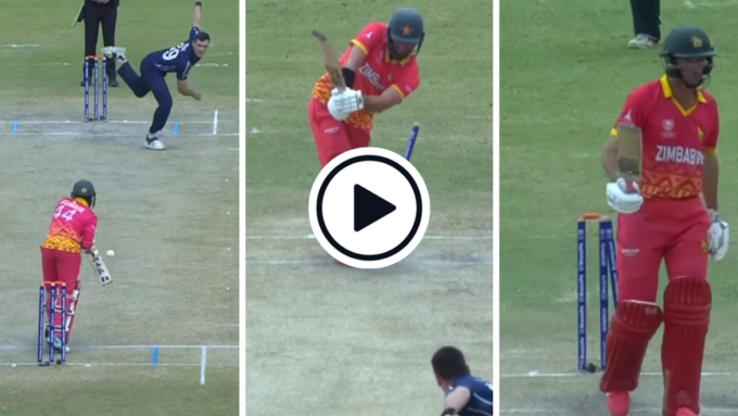 Watch: Scotland's Chris Sole hits 150kph, smashes stumps in match-winning World Cup Qualifier opening spell to knock Zimbabwe out