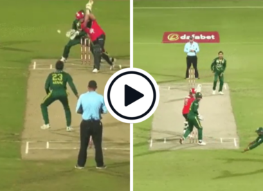 Watch: Irfan Khan Niazi takes diving stunner at slip off spinner to set up sensational Pakistan Shaheens’ defence of 93 v Melbourne Renegades