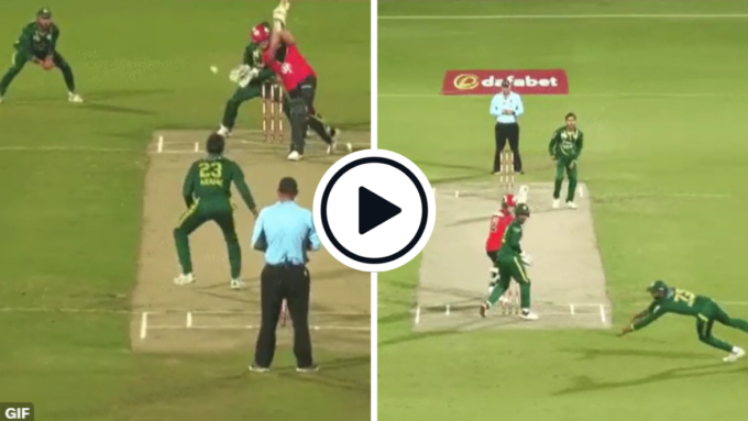 Watch: Irfan Khan Niazi takes diving stunner at slip off spinner to set up sensational Pakistan Shaheens’ defence of 93 v Melbourne Renegades