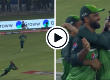 Watch: Fakhar Zaman slides and dives forward to complete stunning running catch in Pakistan win