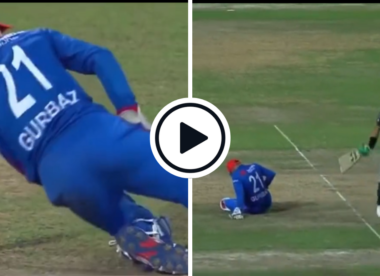 Watch: Shaheen Shah Afridi strides past hurt Rahmanullah Gurbaz at end of Pakistan innings