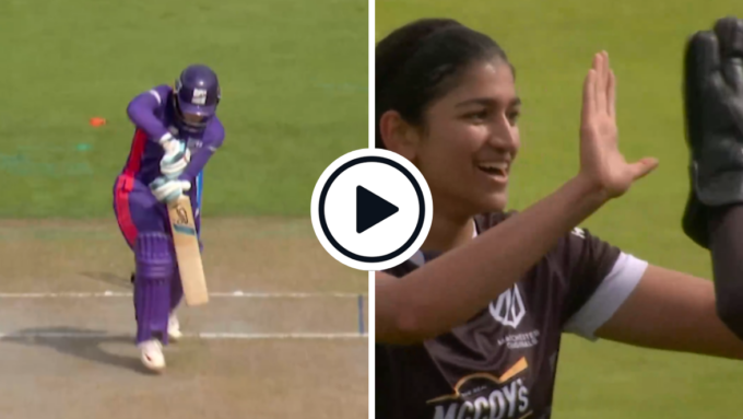 Watch: Mahika Gaur, England's teen recruit, rattles off stump with outswinging beauty | Women's Hundred 2023